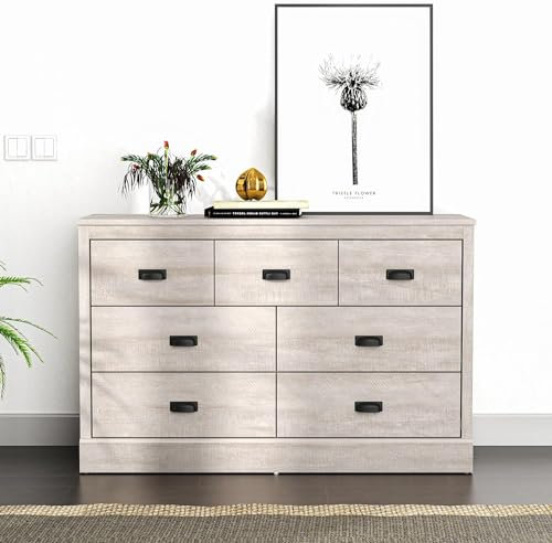 Galano Bruno 3+4 Kommode – Moderne Kleideraufbewahrung für Schlafzimmer, Wohnzimmer und Flur – Staubgraue Eiche