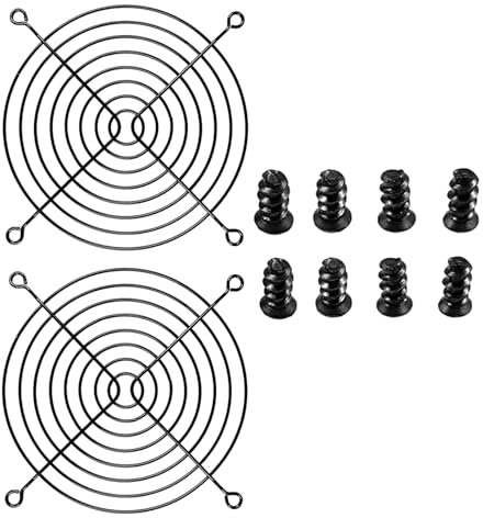 Nivithi 120mm Fan Grill,PC Fan Cover,Black PC Fan Grill Guard,Metal Slivery Black Replacement Screws,for PC Ventilator,2Pack.