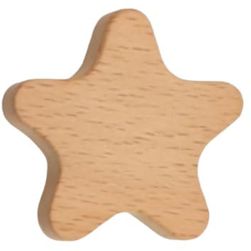 Möbelknöpfe Holz Herz 6 Stück,Schrankknöpfe,Holzknöpfe für Kommoden,schrankknöpfe holz für kinderzimmer,schubladenknöpfe,knauf für schrank für Haus Küche Schlafzimmer Kleiderschrank (Stern)