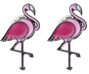 Warmhm 2 StüCk Flamingo Broschen Set– Tropische Blumen-Pin FüR Blazer Hut & Taschen Verspielte Accessoires FüR Damen (Rosa, Metall)
