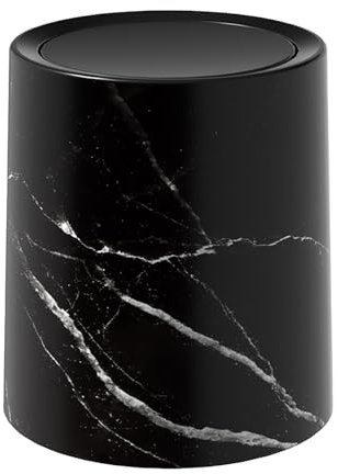 MagiDeal Corbeille à ordures en marbre, corbeille à déchets ronde décorative, poubelle intérieure amovible pour chambre à coucher et salon, blanc grand