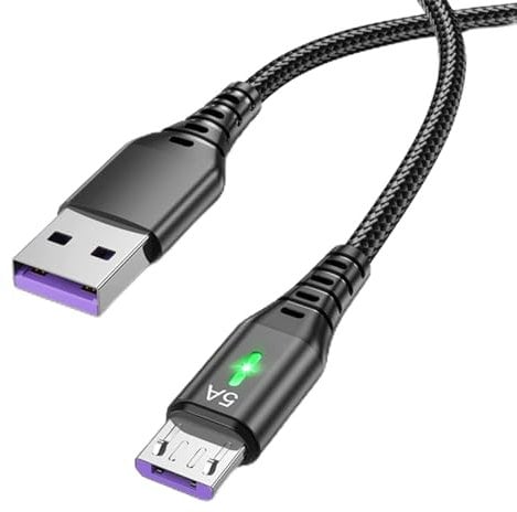 Fast 5A 22.5W USB Micro Cable For Mobile Phones Charging Wire Data Cable Green LED Light 0.3-3M 5A Micro USB Cable Fast Charging Phone USB Wire Cord Green LED Lighting USB Charger Data Cable