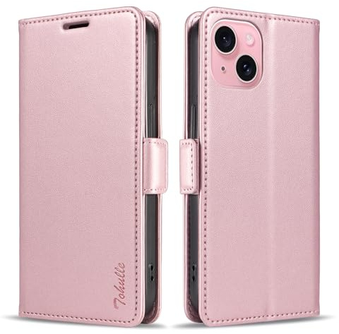 TOHULLE Wallet Case for iPhone 13 Pro (6.1), RFID Blocking Card Holder Kickstand Magnetic Closure Flip Case Premium PU Leather Protective Phone Case Cover for iPhone 13 Pro - Rose Gold