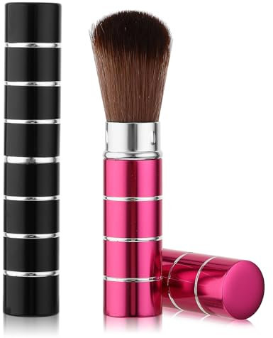 JIEYAO 2pcs Pinceaux De Maquillage Rétractables, Pinceau Blush Portable Pinceau Fond De Teint Kabuki Pinceau Poudre Libre Pinceau Fond De Teint Liquide Avec Couvercle Pinceau Contour Pour Le Visage