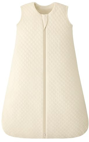FIEMOL Schlafsack Baby 2.5 Tog 0-6 Monate, Winter Baumwolle Neugeborenen Baby Schlafsack Wearable Decke für Säugling und Kleinkind, 2-Wege-Reißverschluss Schlummersack Beige 67cm