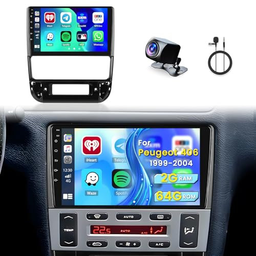 2+64GB Inefala para Peugeot 406 1999-2004 Android Radio Coche, 9 Pulgadas Radio Pantalla Coche Autoradio Bluetooth con GPS WiFi EQ/DSP FM/RDS Cámara Trasera
