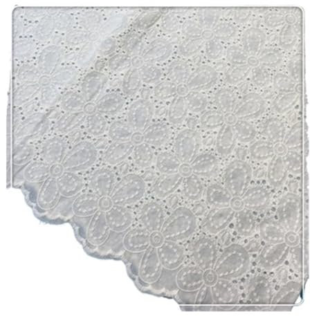 VONCYKI Handgefertigter Baumwollstoff zum Selbermachen, bunt, ausgehöhlt, bestickter Spitzenstoff, Breite 130 cm, Kleidung, Kleid, Wohnaccessoires (Weiß 1)