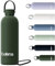 Exllena Gourde Isotherme 500ml avec Poignée Pratique - Bouteille Isotherme avec 24 Heures de Conservation au 24h Froid/12h Chaud, Revêtement Anti-Dérapant - Étanche Sans BPA (Vert Varech)