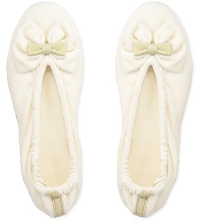 GLOVE STORY Dam inomhus ballerina tofflor i sammet med mjuk lädersula - mjukt och bekvämt material - mjuka ballerinaskor för kvinnor - handgjorda, Beige, 35 EU