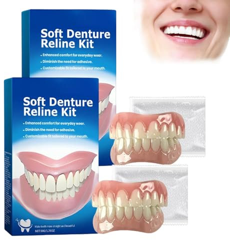 Denture Silicone Reline Kit, Soft Denture Reline Kit,Upper and Lower Veneers Teeth for Women Men (B-2Pcs)