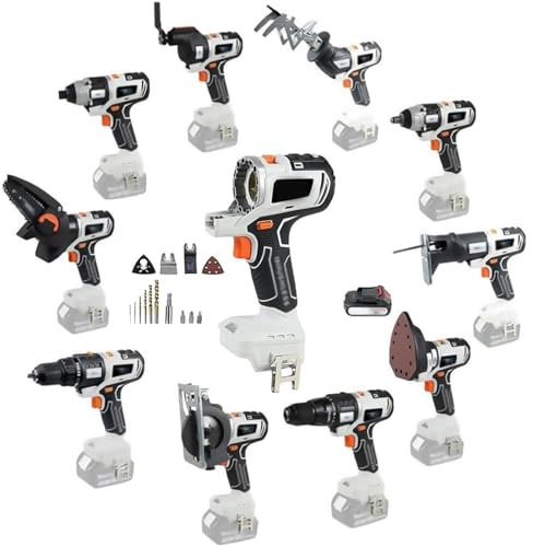 DOJOEUU 10 in 1 Woodworking Power Tool Combo Kit, Multi-Functional Woodworking Tool Kit with 6000mAh Battery, Cordless Power Tool Combo Kit for Versatile DIY Projects, Used for Homes and Gardens