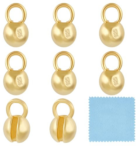 BENECREAT 8Pcs 925 Sterling Silber Crimp Abdeckung Perlen, 8x4.5mm Runde goldene Perle Tipps Kalotte Enden, Clamshell Knot Abdeckung für Schmuck machen DIY-Fundstücke Handwerk, Loch: 2mm