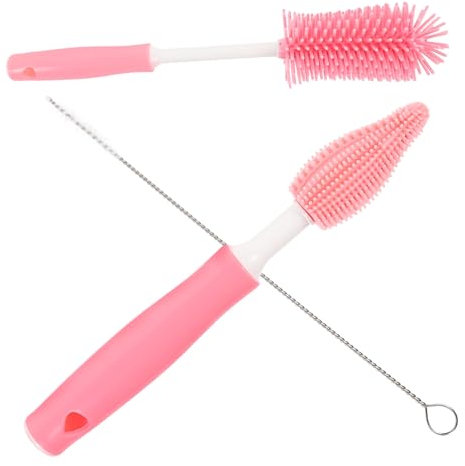 OKUMEYR Flaschenbürsten Langem Griff Silikon-reinigungsbürste Für Babyflaschen Trinkhalme Und Wasserflaschen Schonend Hygienisch Kratzfrei Praktische Reinigung Für Familiengebrauch