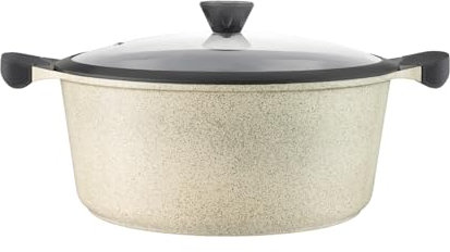 LAGUIOLE, Faitout 28 cm Modèle Jade, en aluminium avec revêtement céramique antiadhésif, couvercle en verre, compatible tous feux, capacité 6,7 L, couleur Vert