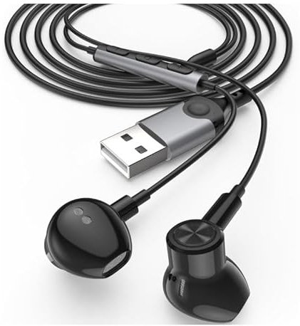 USB Headset with Microphone,USB Earphones for PC 8.2 Ft USB Computer Headphone with Mic Lightweight PC Headset Noise Cancelling HiFi Stereo Gaming Earphone for Dell Laptop, MacBook Pro,Office Computer