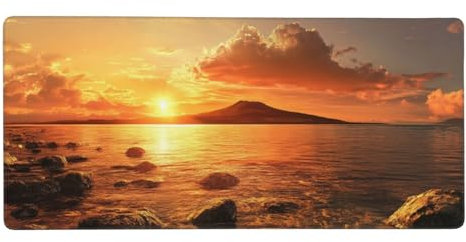 Coucher de Soleil Tapis de Souris 1200x600x4mm Grand Tapis de Souris Gamer, Océan Tapis Souris avec Bords surpiqués et Base en Caoutchouc antidérapante pour Clavier Souris, Decoration Cadeaux-GZ1193