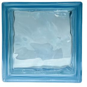 Pavés Smart Ondulé Bloc de verre coloré dans la masse Light Blue | Dimension 190 x 190 x 80 mm | Euro/pcs. 4,50 | Unité de vente : une boîte de 6 pièces.