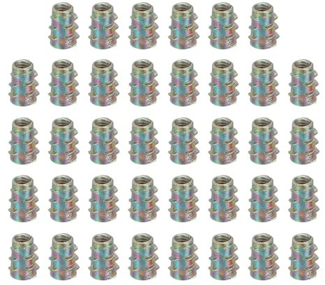 sourcing map 38 Pcs Threaded Inserts for Wood, Zinc Alloy M4 Thread Inserts Nuts Hex-Flush Socket Drive Screw 10mm Length for Furniture, Cabinet, Tables and Chairs