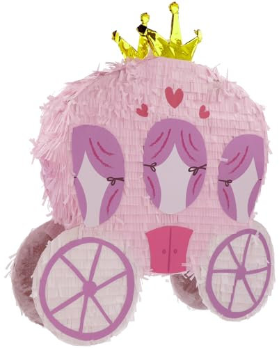 Folat 27494 Prinzessin Geburtstag Deko Rosa - Piñata - Princess Carriage - Pretty Princess - 50 x 50 cm - Prinzessinparty