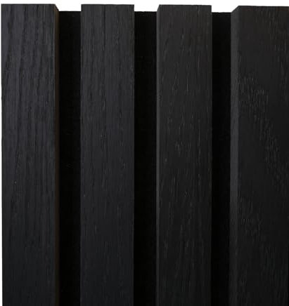 MasquePack - Panel Acústico Decorativo 120x60 cm -Madera Roble Negro Regular con lamas Regulares y Fieltro Negro, Diseño Moderno (Madera Roble Negro Regular/Fieltro Negro, Set x1-120x60)
