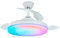 Bilake Ventilador de techo retráctil moderno Tahití blanco RGB | Lampara ventilador techo con mando, luz regulable RGB y Temporizador