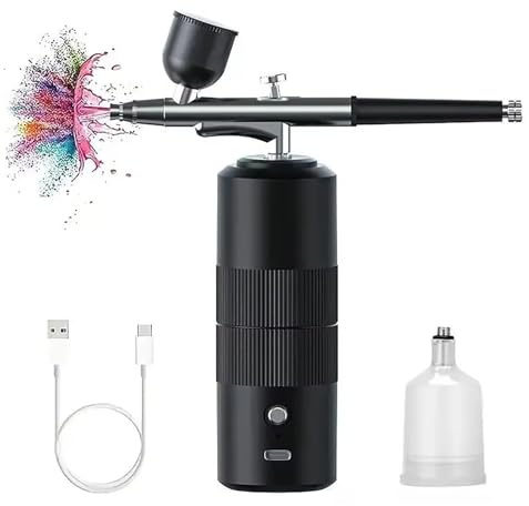 LIULIQ Portable Airbrush Kit, Auto Handheld Airbrush Gun, Handheld Moisturising Spray Gun with 0.3 Mm Micron Atomisation Head, 180 KPa High Pressure for Painting, Nail Art and Cake Decorating