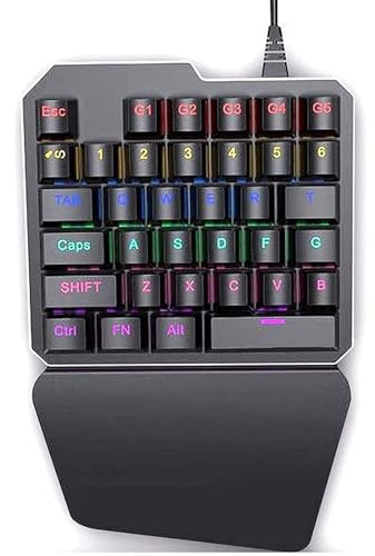 SHRGOMPIT Portable Gaming Keyboard, USB Wired Small 35keys One-Hand Keypad, RGB Colorful Backlight Half for Computer Game