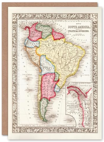 Artery8 Samuel Mitchell Art Card South America Political Divisions