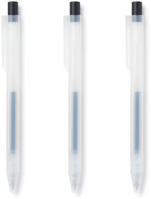 MUJI Kugelschreiber mit glatter Geltinte, 0,3 mm, einziehbar, 3er-Pack (schwarz)