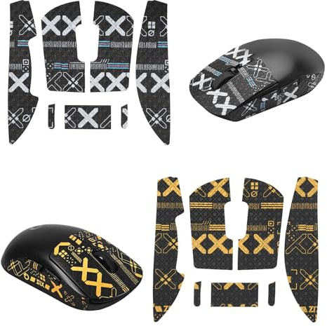 Maus Grip Tape für Logitech G Pro X Superlight 2 – Ultradünn Rutschfest Schweißabsorbierend – 2er Set Schwarz & Schwarz-Gold Griptape Gaming Maus Zubehör für G Pro Wireless X Superlight 1/2