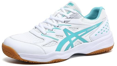 Männer Anti-Rutsch Hochkugel Badminton Schuhe Atmungstraining Tischtennis Leicht Komfortabel Tennisschuhe (39,Weißer Mond)