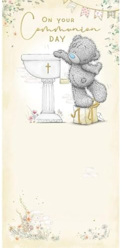 Me To You Bear On Your Communion Day Card With Gold Foil Detail 4x8 inches - Official Collection