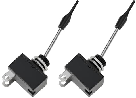 VGOL 2x Interrupteur à bouton-poussoir momentané à longue tige de 2 broches 15A 12V à tige longue pour application momentanée de klaxon automobile