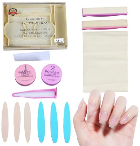 Japanese Manicure Kit, Nail Polishing and Buffing Kit, Japanese Manicure Set with Buffer Shine Pedicure, Nail Care Kits for Women Girls Beginner Home Salon