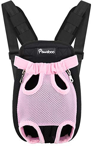 Pawaboo Haustier Rucksack Hund Tragetasche, Verstellbar Beinen heraus Rucksäcke Haustier Tragbar Reisetasche, Atmungsaktiv und Bequem Speziell für Klein Mittler Hunde Katzen Welpen - L Rosa