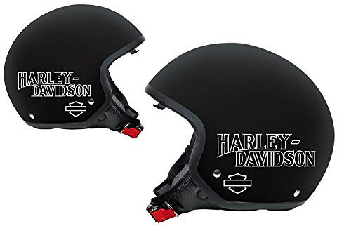 2 Adesivi decal Stickers da casco Worldcustom compatibili con Harley Davidson Moto Custom (BIANCO)