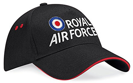 Royal Air Force Baseballkappe mit gesticktem Logo, schwarz / rot, Einheitsgröße