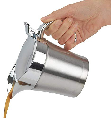 Edelstahl Saucenkanne mit Deckel, 500 ml, doppelt isoliert, Thermobehälter für Sauciere und Sauce mit Deckel, ideales Erntedank-Ausgießer für Saucen oder Sahnesaucen, Essig Free Size 1pc