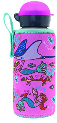 Laken Borraccia in alluminio da ragazza, con cover in neoprene, bottiglia in alluminio, rosa sirenas, 0,45 l