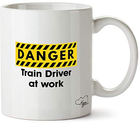 Hippowarehouse Danger Train Driver at Work Printed Mug Cup Ceramic 10oz