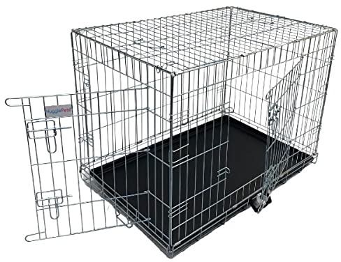HugglePets Dog Cage with Plastic Tray (X-Large, Silver)