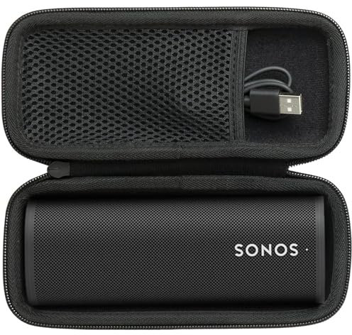 Khanka Estuche rígido Compatible con Altavoz Bluetooth portátil Resistente al Agua Sonos Roam 2 / Sonos Roam/Sonos Roam SL, Color Negro, Solo Estuche