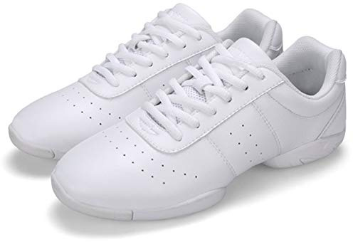 RHSMQ Tanzschuhe Kinder Erwachsene Aerobic Cheerleading Fitnessschuhe Gymnastik Tanz Atmungsaktiv Komfort Weiche Vierjahreszeiten Schuhe (40, Weiß)