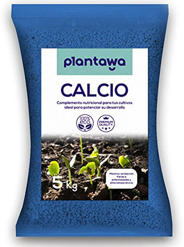 PLANTAWA Calcio para Plantas 5Kg, Fertilizante Natural y Ecológico, Abono de Calcio para Tomates y Tomateras, Ideal para el Huerto y Todo Tipo de Cultivos.