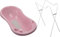 Baby Badewanne mit Gestell, Anti Rutsch Matte und Abflussschlauch rosa