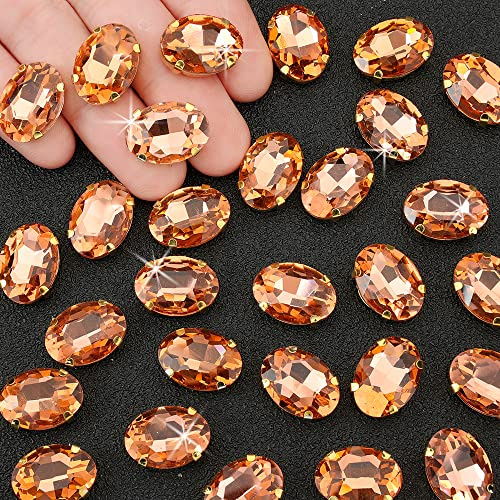 Choupee Oval Sew on Glass Rhinestones Costume Jewels Vintage Rose Crystal Beads Gems Gold Setting for Crafts Clothes Dress Jewelry Making