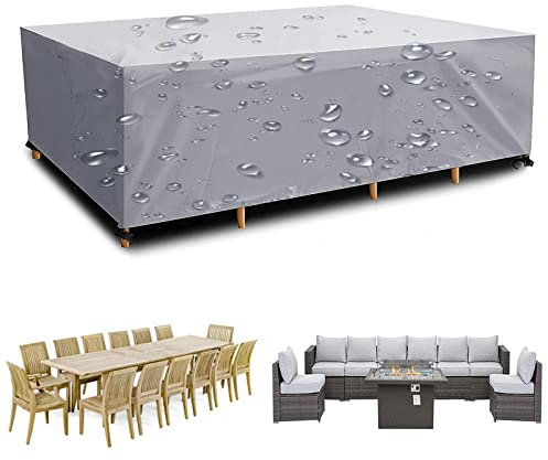KADING Abdeckung für Gartenmöbel,250x140x90cm Gartentisch Abdeckung Wasserdicht Abdeckhaube Schutzhülle Abdeckplane für Gartenmöbel 420D Oxford für Sitzgarnituren Gartentische und Möbelsets