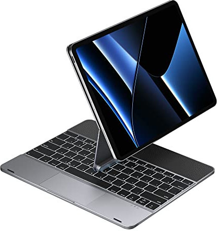 DOQO Tastaturabdeckung mit Trackpad kompatibel mit iPad Pro 2021 5. Gen/2020 4. Gen/2018-3 Gen (Aluminium, Space Grau) - Deutsch