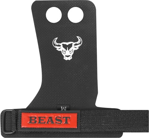 BEAST RAGE Grips de Gymnastique et Musculation pour Cross Training – Fibre de Carbone, sans Magnésium, Antidérapants, Protection des Mains pour Hommes et Femmes (S)