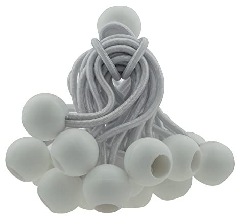 6white bungee ball,marquee ties,elasticated toggles,shock ties,tarpaulin tie down,camping PACK OF 20